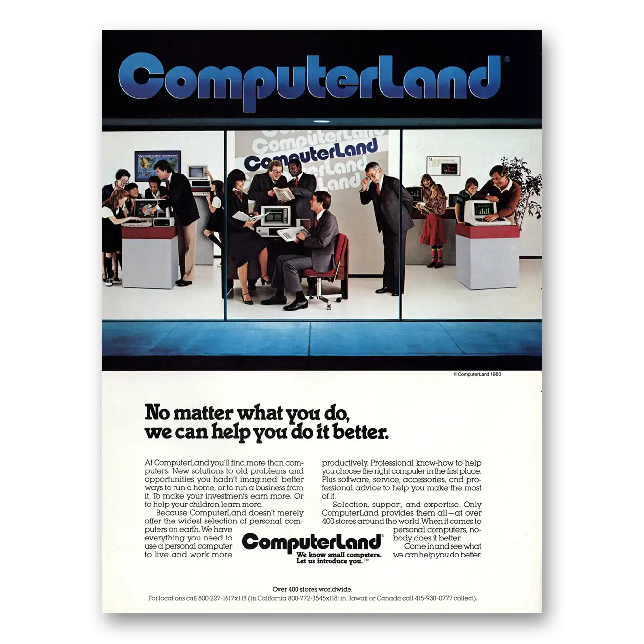 1983 Computerland No Matter What You Do Vintage Magazine Print Ad