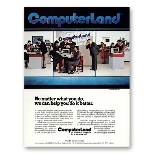 1983 Computerland No Matter What You Do Vintage Magazine Print Ad