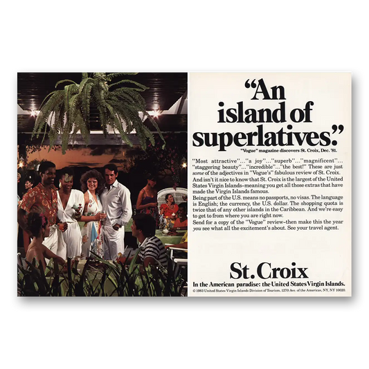 1983 US Virgin Islands Island of  Superlatives Vintage Magazine Print Ad