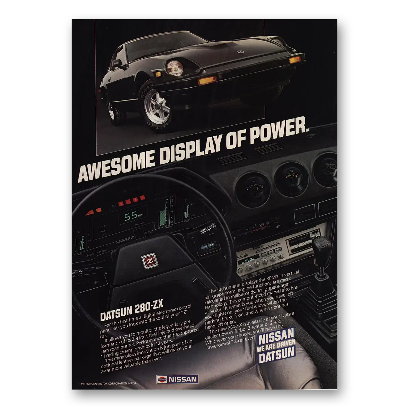 1983 Datsun 200ZX Awesome Display of Power Vintage Magazine Print Ad