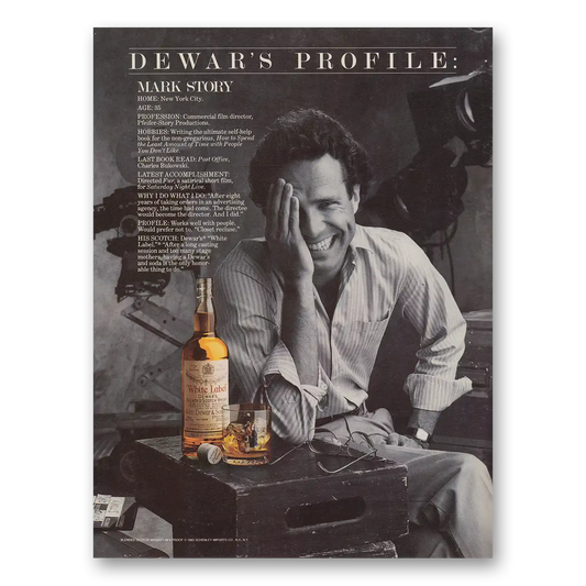 1983 Dewars White Label Profile Mark Story Vintage Magazine Print Ad