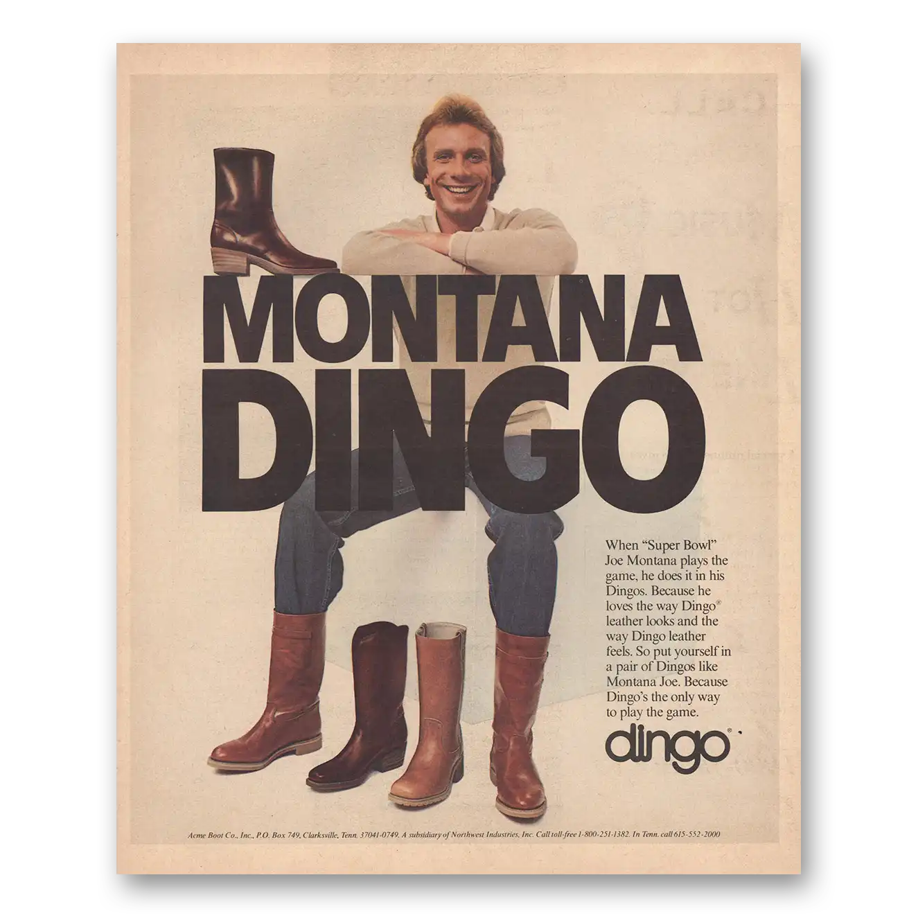 1983 Dingo Boots Montana Vintage Magazine Print Ad