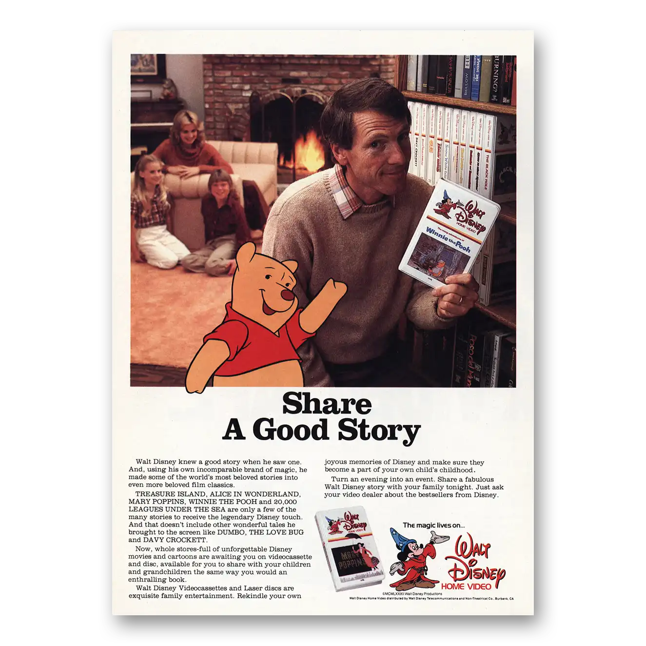 1983 Walt Disney Winnie the Pooh Promo Share a Good Story Vintage Magazine Print Ad