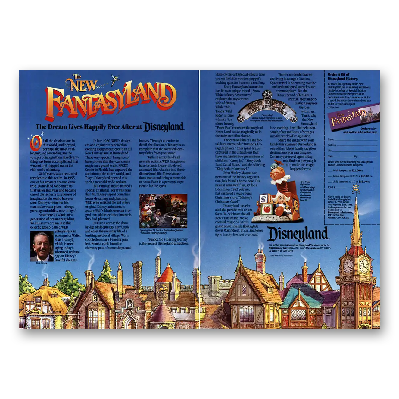 1983 Disneyland New Fantasyland Vintage Magazine Print Ad