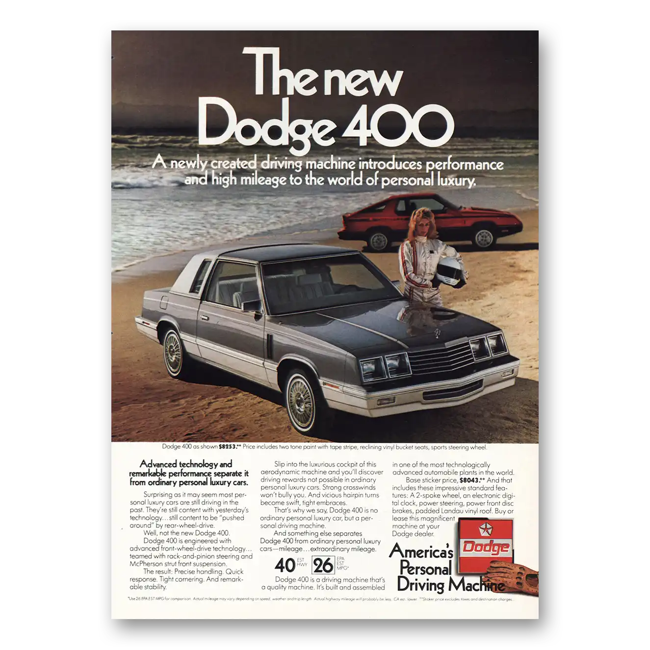 1983 Dodge Newly Created Driving Machine Vintage Magazine Print Ad