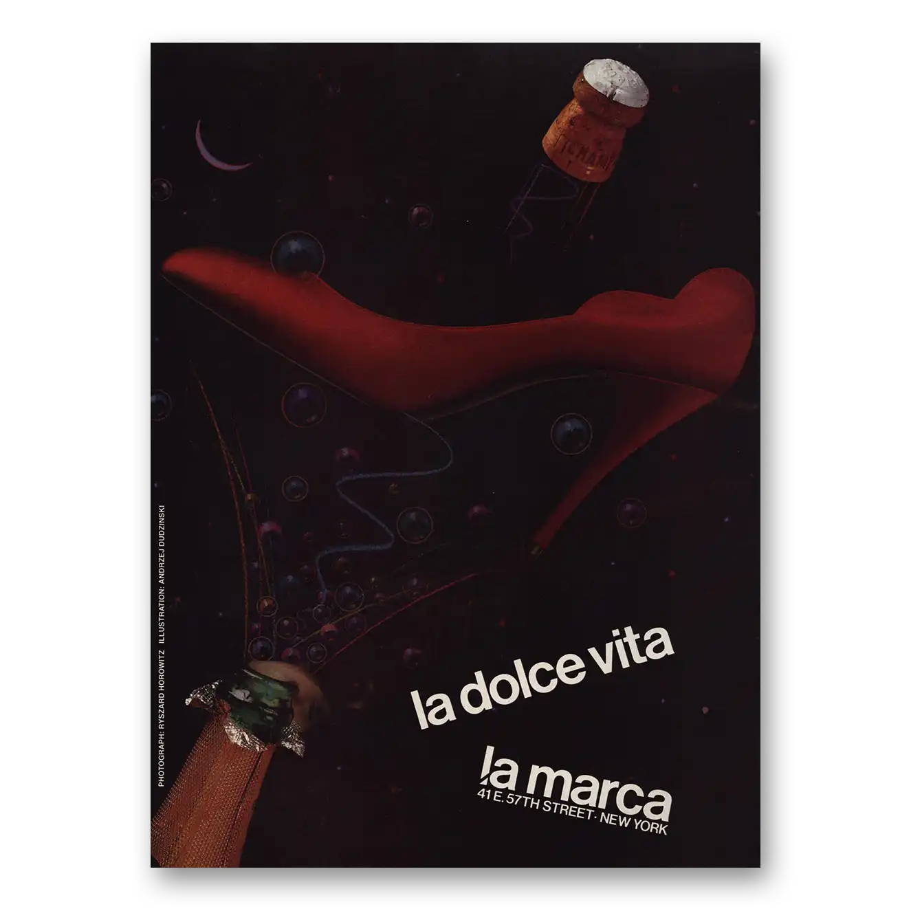 1983 La Marca Shoes La Dolce Vita Red Pump Shoes Vintage Magazine Print Ad