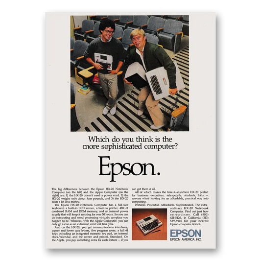 1983 Epson More Sophisticated Computer Vintage Magazine Print Ad