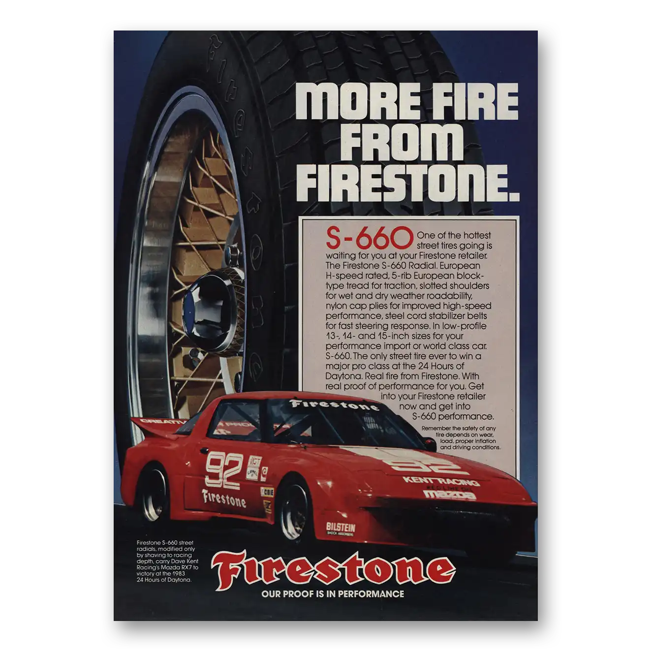 1983 Firestone Tires More Fire From Firestone Vintage Magazine Print Ad