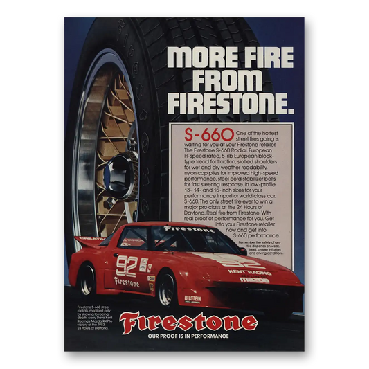 1983 Firestone Tires More Fire From Firestone Vintage Magazine Print Ad