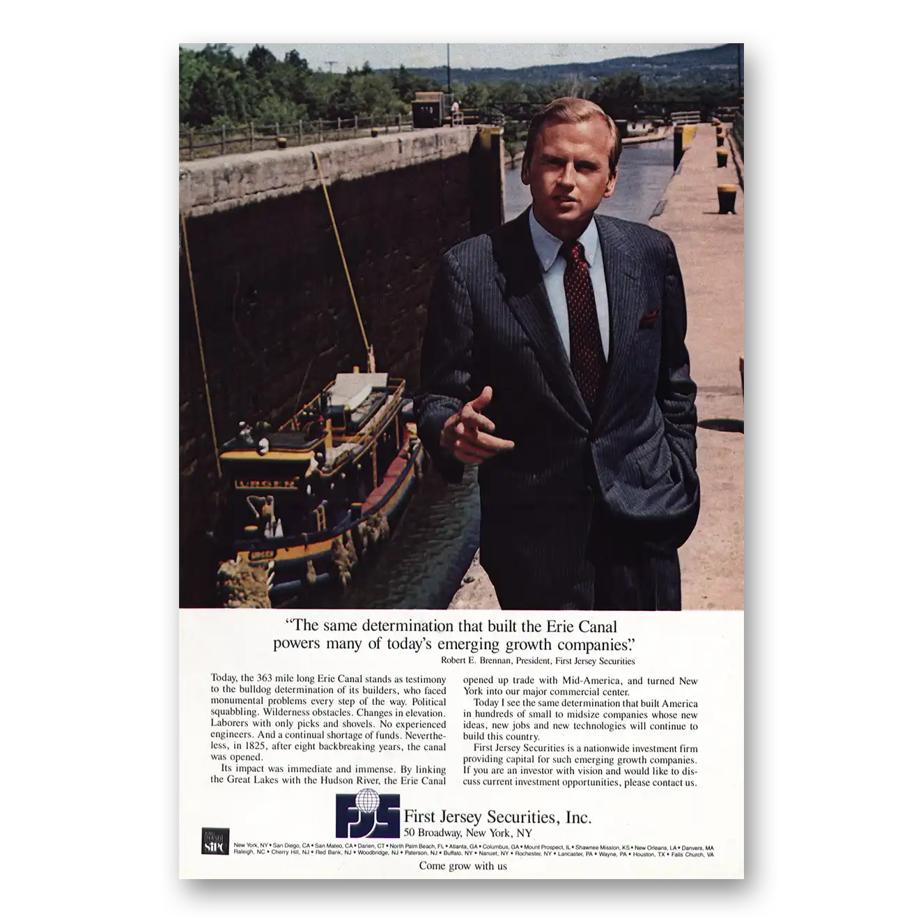 1983 First Jersey Securities Erie Canal Vintage Magazine Print Ad