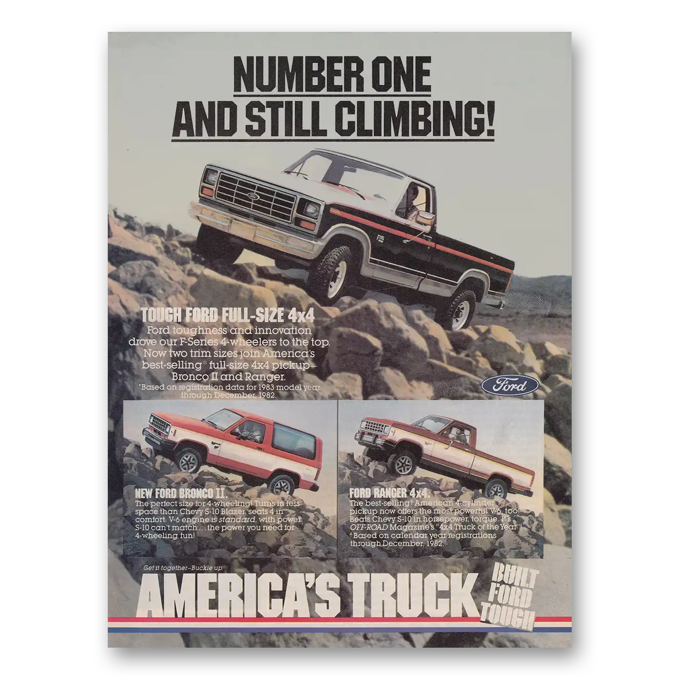 1983 Ford Pickup Number One and Still Climbing Vintage Magazine Print Ad