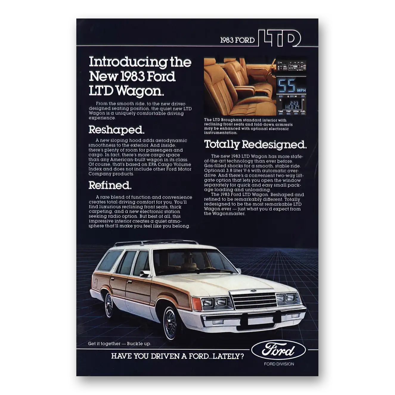 1983 Ford LTD Wagon Reshaped Refined Totally Redesigned Vintage Magazine Print Ad