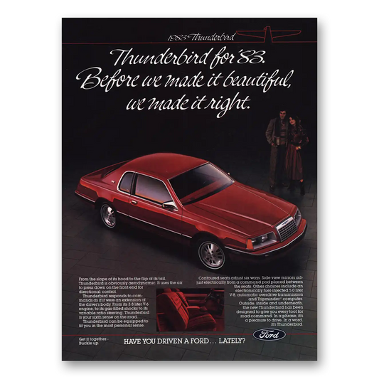 1983 Ford Thunderbird Before We Made It Beautiful We Made It Right Vintage Magazine Print Ad