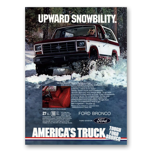 1983 Ford Bronco Upward Snowbility Vintage Magazine Print Ad