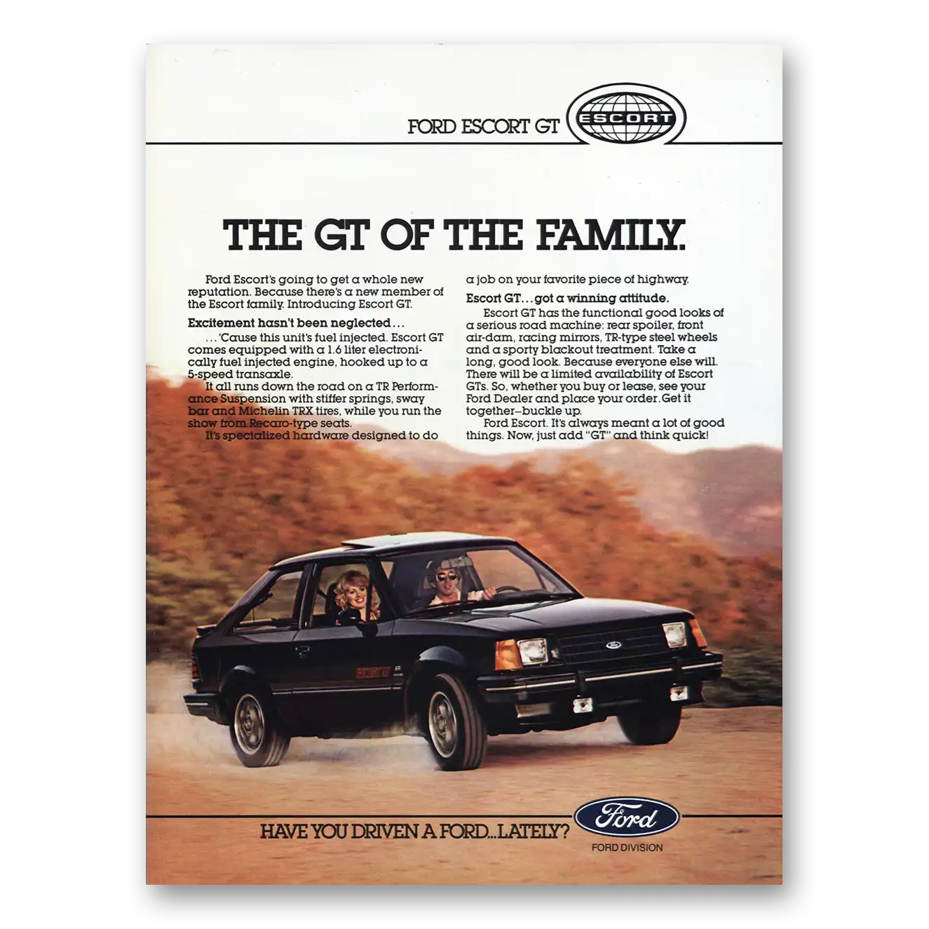 1983 Ford Escort GT of the Family Vintage Magazine Print Ad