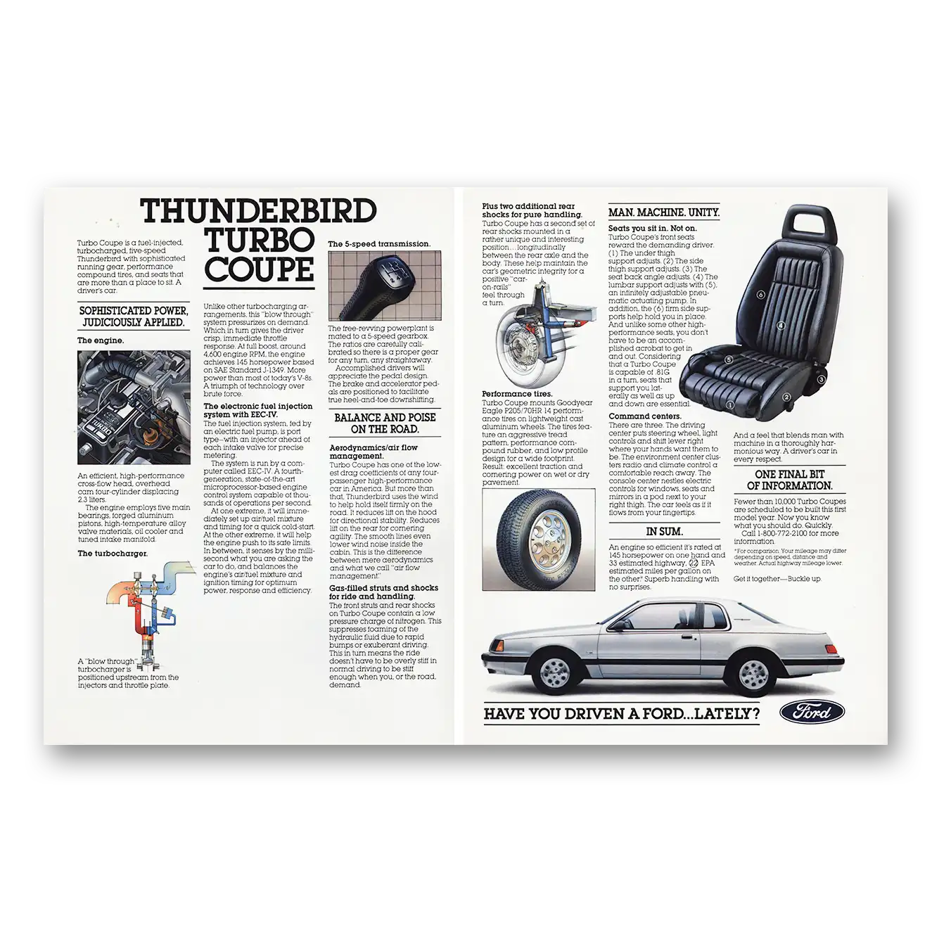 1983 Ford Thunderbird Turbo Coupe World Class Touring Car Vintage Magazine Print Ad