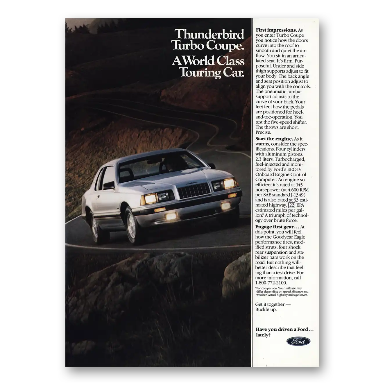 1983 Ford Thunderbird Turbo Coupe First Impressions Vintage Magazine Print Ad