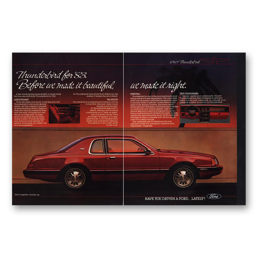 1983 Ford Thunderbird Before We Made It Beautiful Vintage Magazine Print Ad