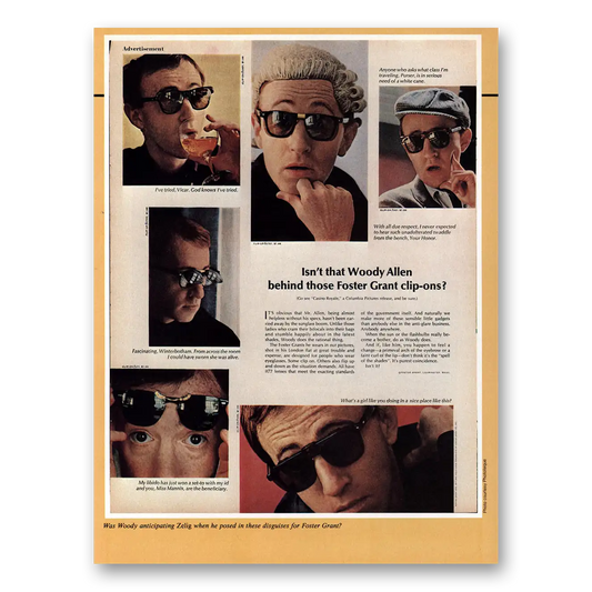 1983 Foster Grant Isn't That Woody Allen Vintage Magazine Print Ad