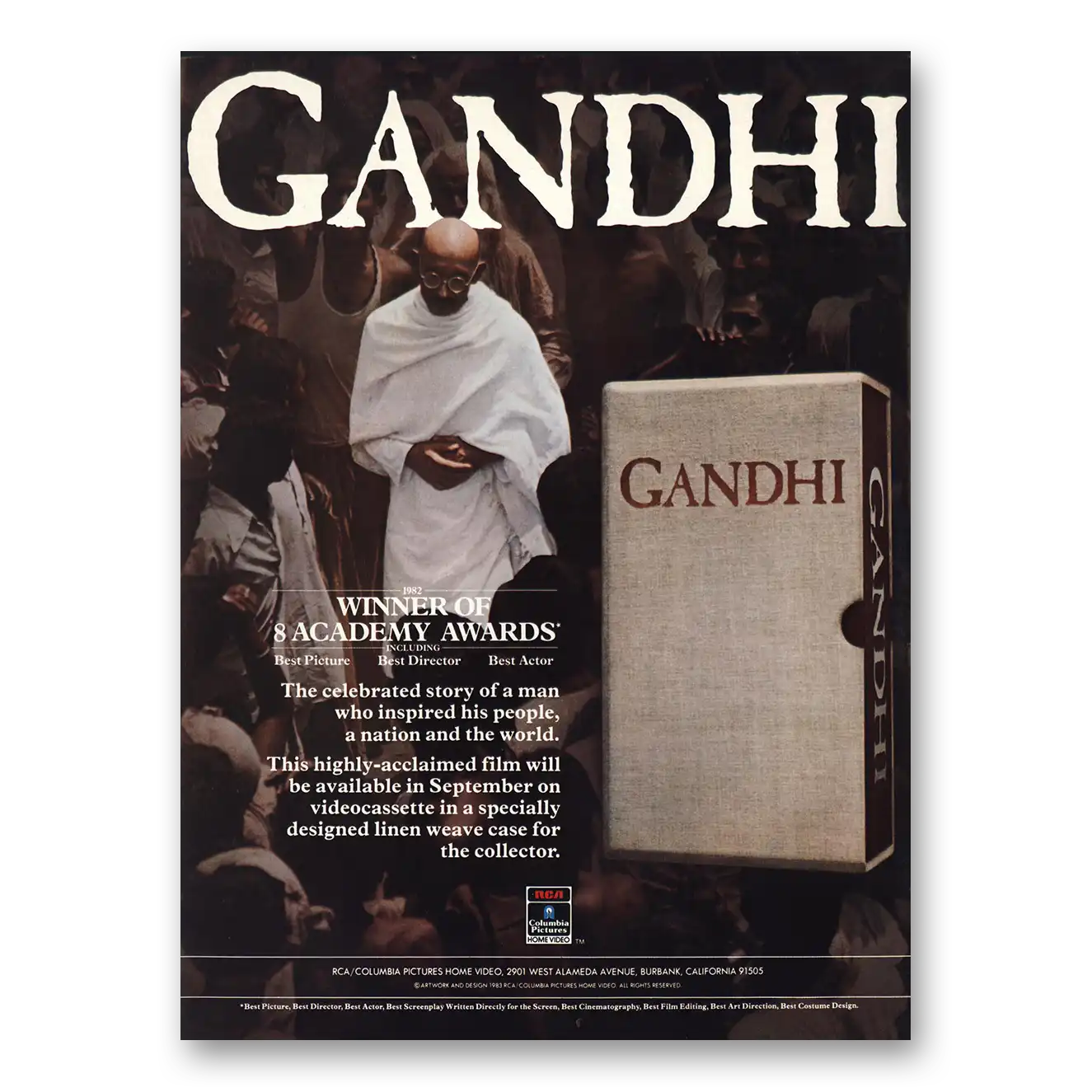 1983 Gandhi Promo Academy Awards Vintage Magazine Print Ad