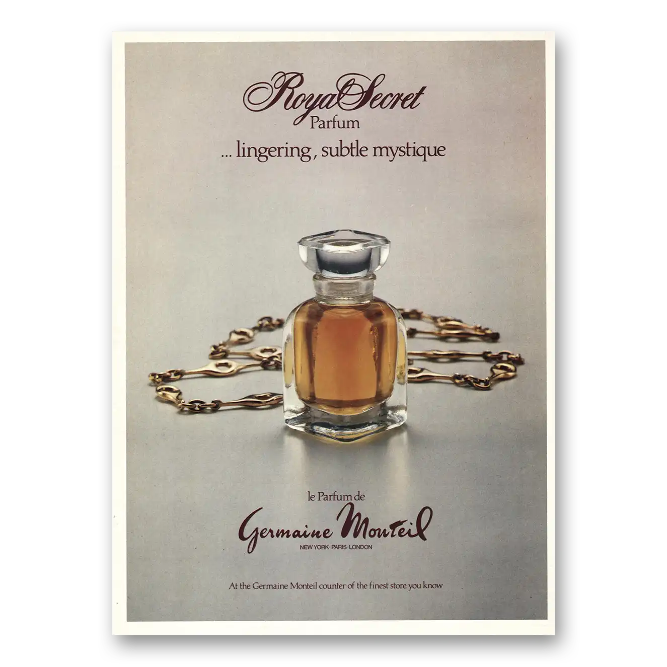 1983 Germaine Monteil Perfume Lingering Subtle Mystique Vintage Magazine Print Ad