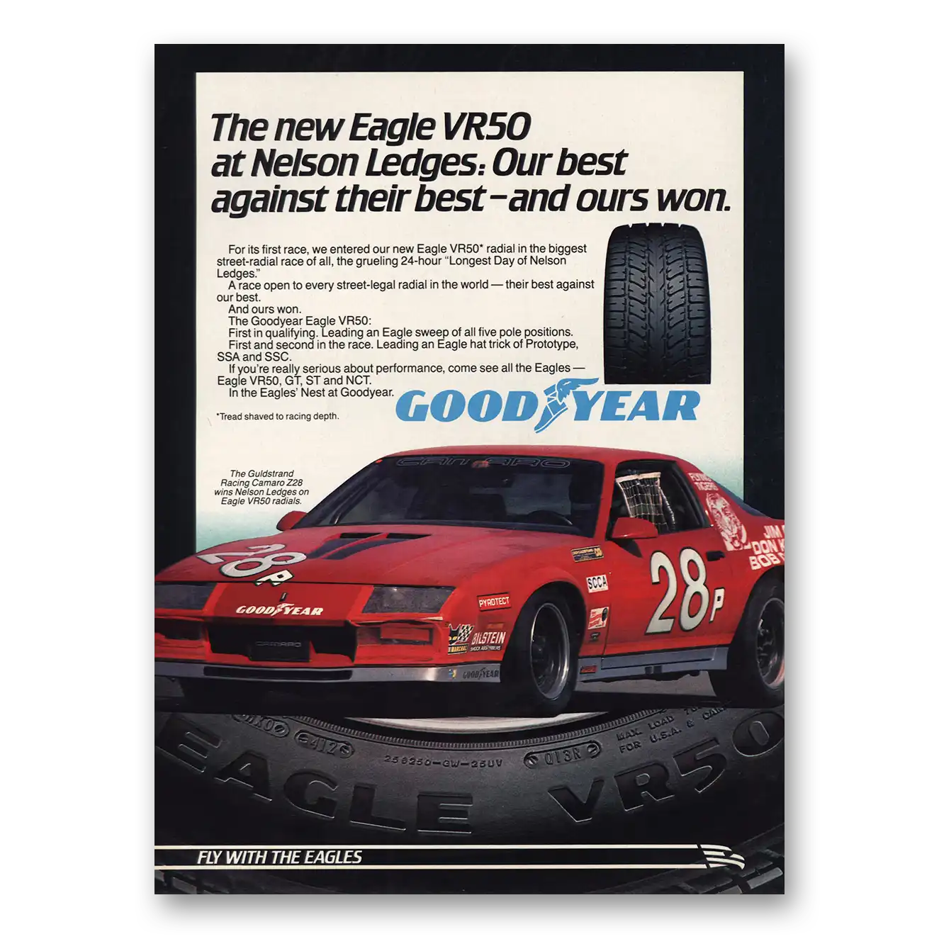 1983 Goodyear Tires Eagle VR50 Tires Nelson Ledges Vintage Magazine Print Ad