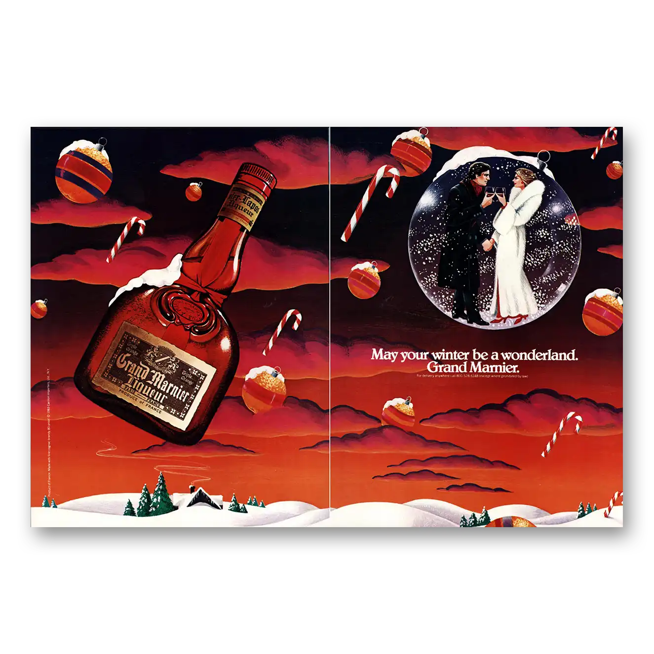 1983 Grand Marnier May Your Winter Be a Wonderland Vintage Magazine Print Ad