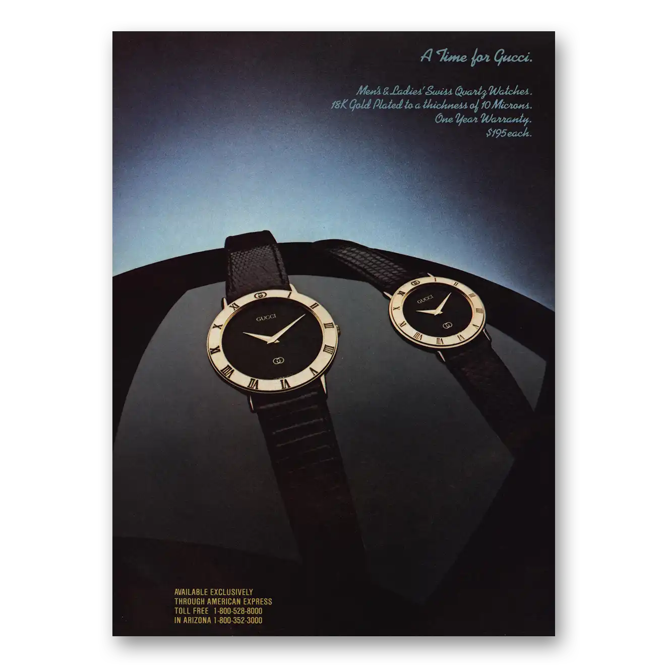 1983 Gucci Watches Mens Ladies Swiss Quartz Watches Vintage Magazine Print Ad