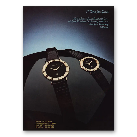 1983 Gucci Watches Mens Ladies Swiss Quartz Watches Vintage Magazine Print Ad