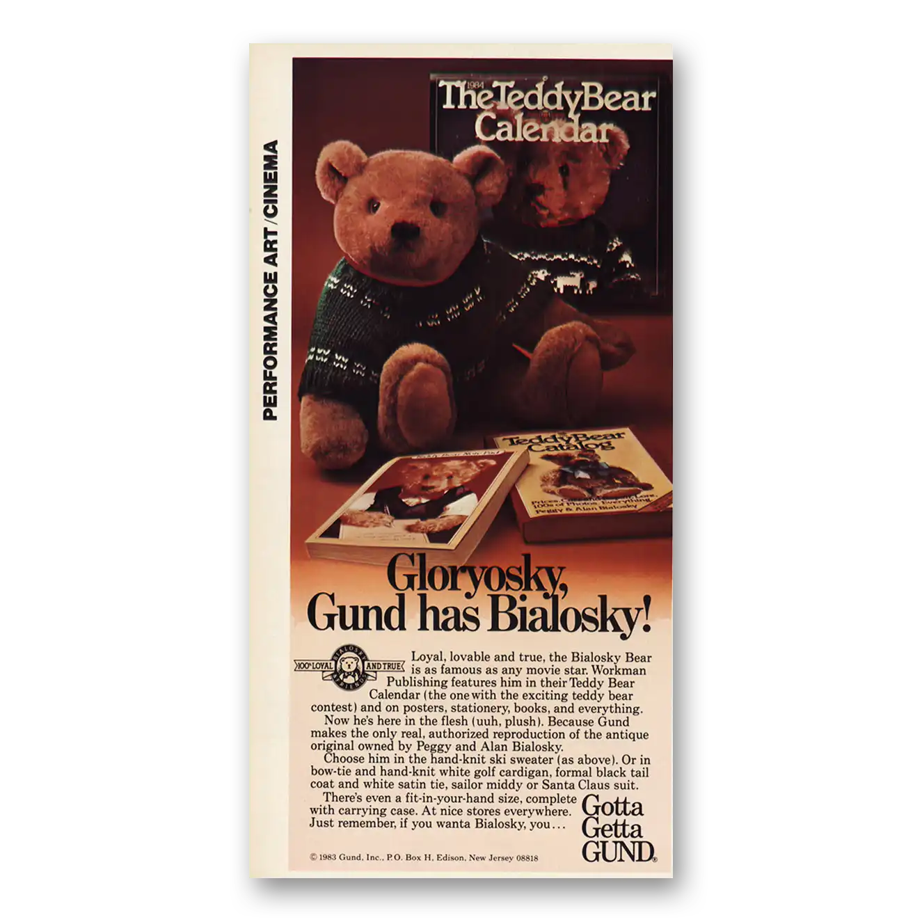 1983 Gund Teddy Bear Gloryosky Gund Has Bialosky Vintage Magazine Print Ad