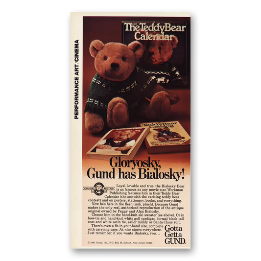 1983 Gund Teddy Bear Gloryosky Gund Has Bialosky Vintage Magazine Print Ad