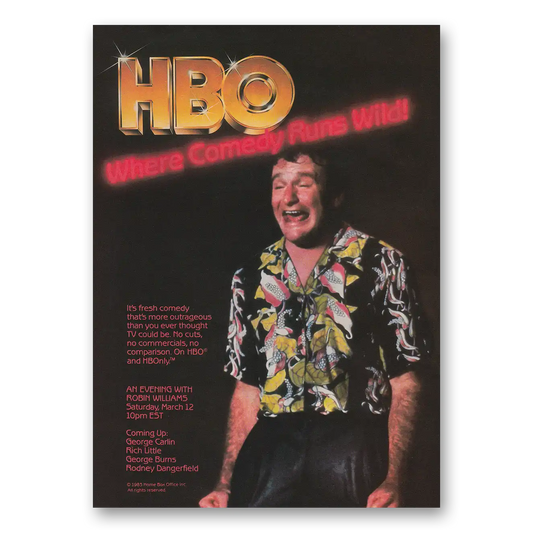 1983 HBO Where Comedy Runs Wild and Robin Williams Vintage Magazine Print Ad