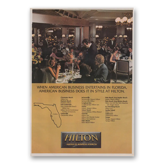 1983 Hilton Hotels When American Business Entertains In Florida Vintage Magazine Print Ad