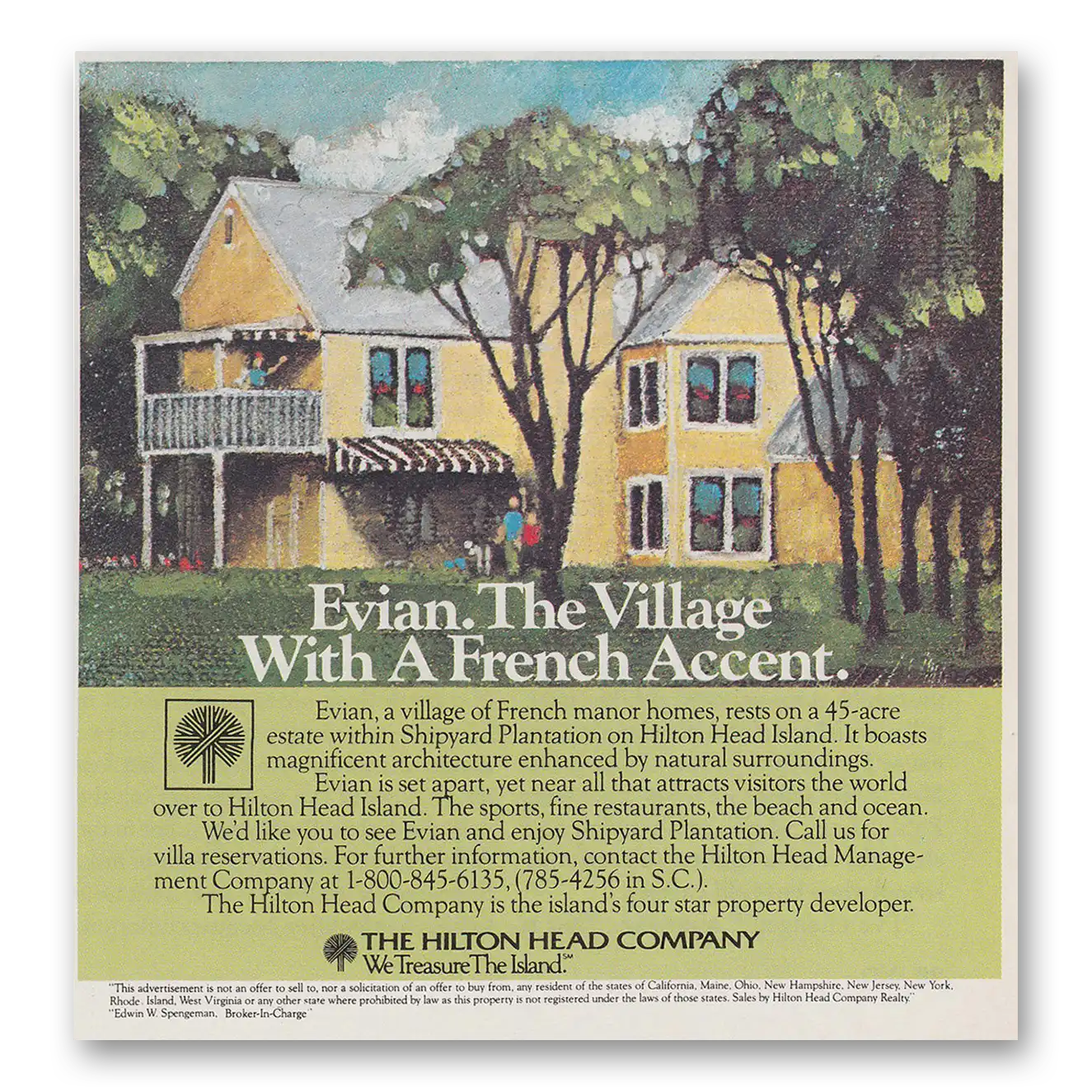 1983 Hilton Head Island Evian Village With a French Accent Vintage Magazine Print Ad