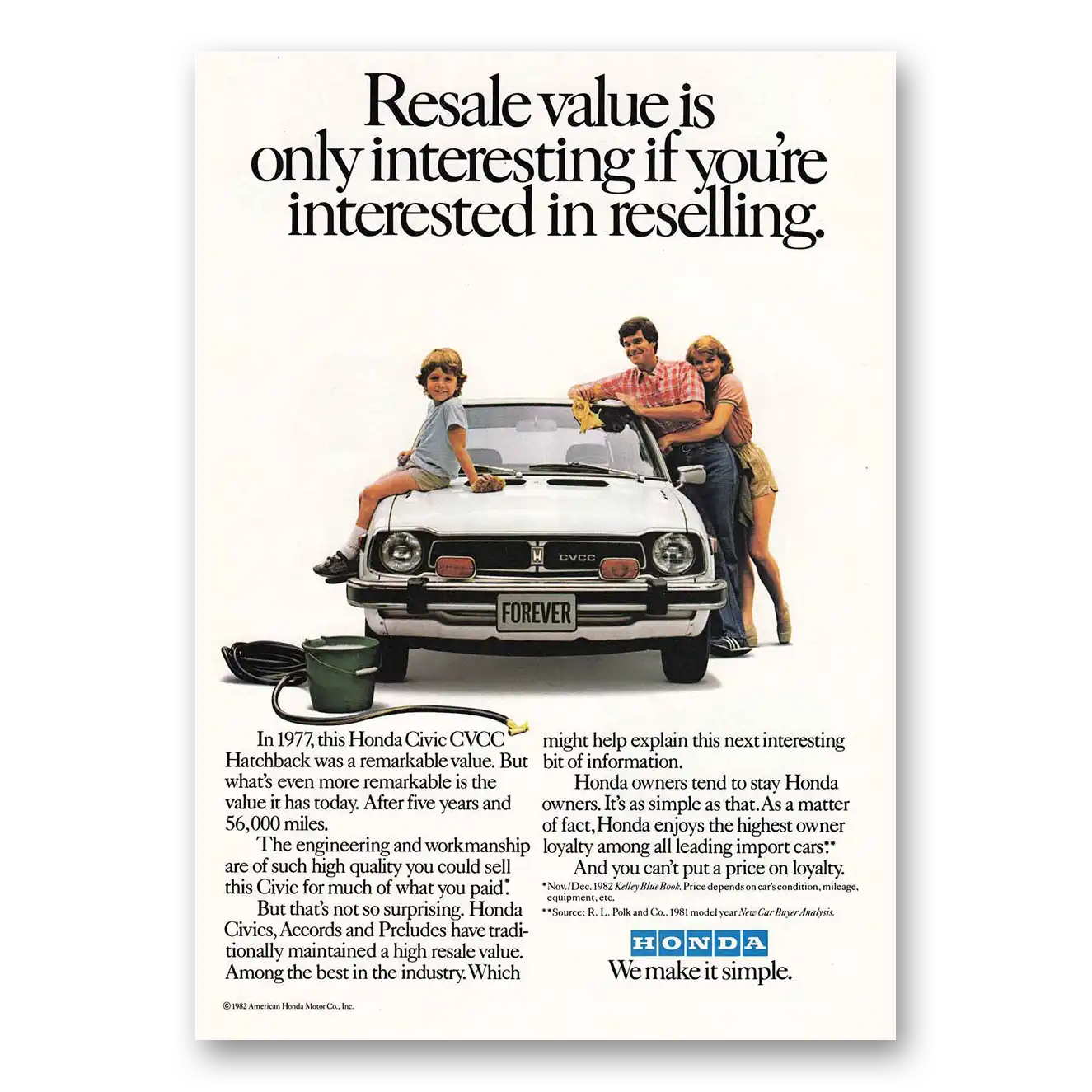 1983 Honda Civic CVCC Resale Value Vintage Magazine Print Ad