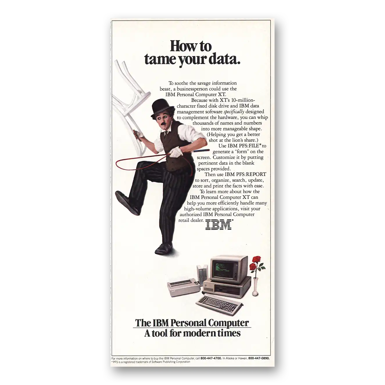 1983 IBM Tame Your Data Vintage Magazine Print Ad