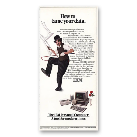 1983 IBM Tame Your Data Vintage Magazine Print Ad