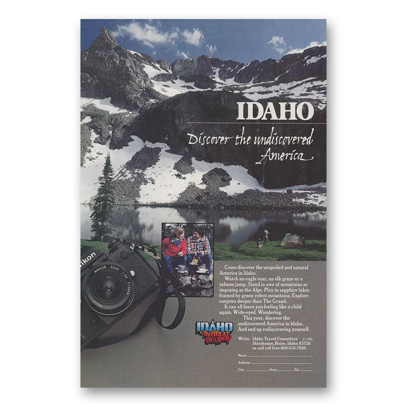 1983 Idaho Discover the Undiscovered America Vintage Magazine Print Ad