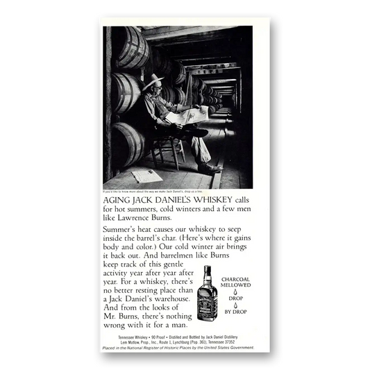 1983 Jack Daniels Cold Winters Few Men Like Lawrence Burns Vintage Magazine Print Ad