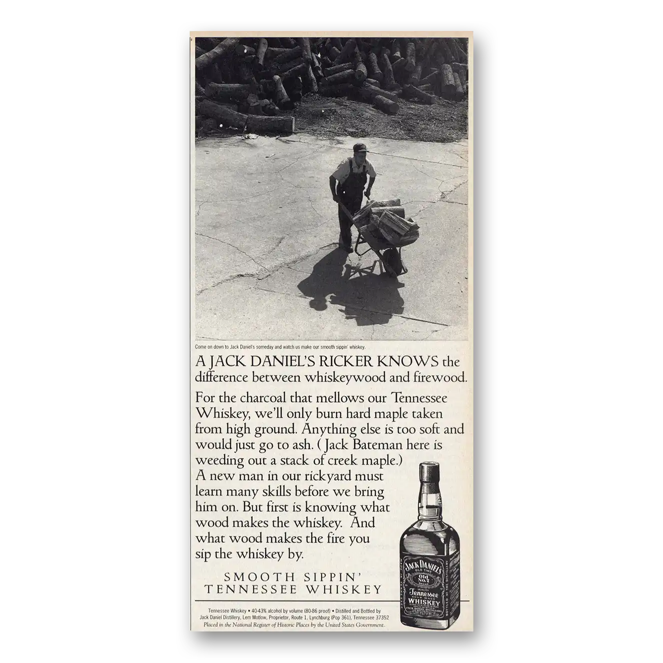 1993 Jack Daniels Ricker Knows the Difference Vintage Magazine Print Ad