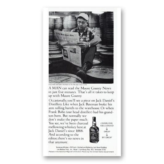 1983 Jack Daniels Man Can Read the Moore County News Vintage Magazine Print Ad