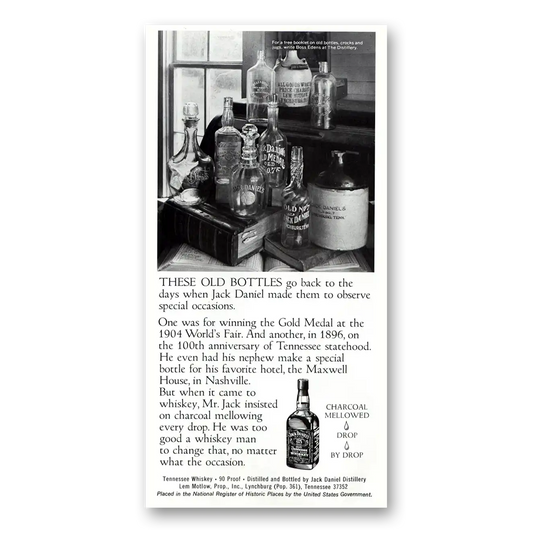 1983 Jack Daniels These Old Bottles Go Back to the Days Vintage Magazine Print Ad