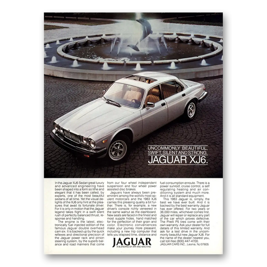 1983 Jaguar XJ6 Uncommonly Beautiful Vintage Magazine Print Ad