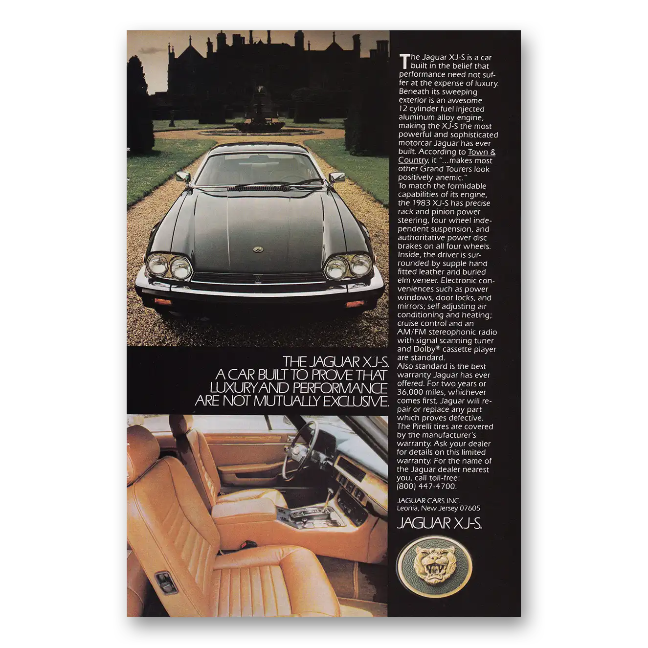 1983 Jaguar XJS Car Built to Prove That Luxury and Performance Vintage Magazine Print Ad