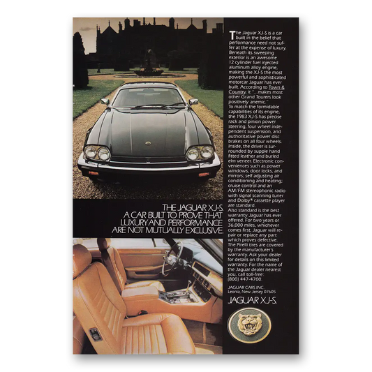 1983 Jaguar XJS Car Built to Prove That Luxury and Performance Vintage Magazine Print Ad