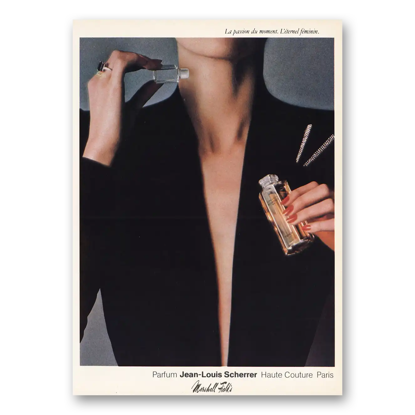 1983 Jean Louis Scherrer Perfume Haute Couture Paris Vintage Magazine Print Ad