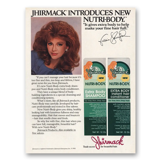 1983 Jhirmack Shampoo Victoria Principal Vintage Magazine Print Ad