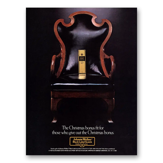 1983 Johnnie Walker Black Label Christmas Bonus Vintage Magazine Print Ad