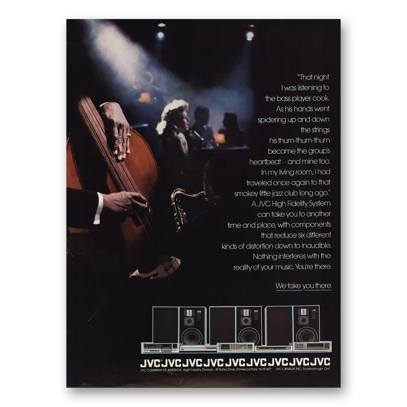 1983 JVC Listening to Bass Player Cook Vintage Magazine Print Ad