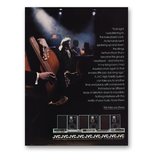 1983 JVC Listening to Bass Player Cook Vintage Magazine Print Ad